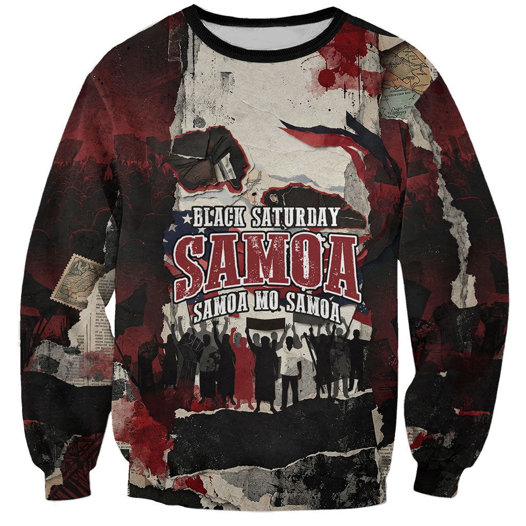Samoa Black Saturday 1929 Sweatshirt Mau Movement Vintage Newspaper Grunge Polynesian TS04 Unisex Black Red - Polynesian Pride