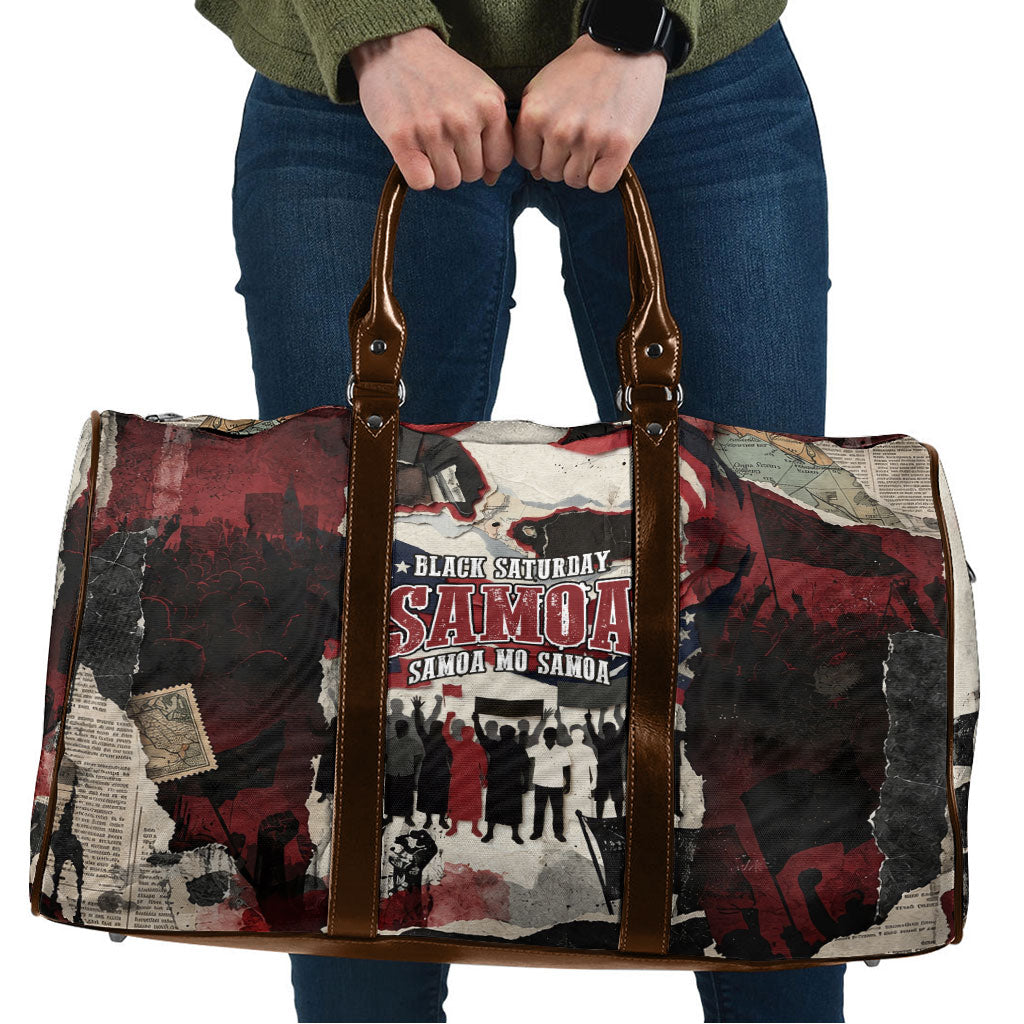 Samoa Black Saturday 1929 Travel Bag Mau Movement Vintage Newspaper Grunge Polynesian