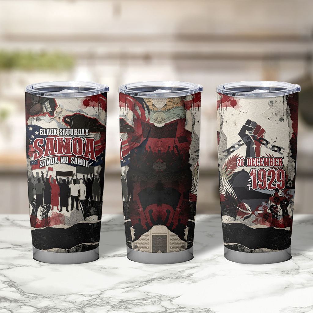 Samoa Black Saturday 1929 Tumbler Cup Mau Movement Vintage Newspaper Grunge Polynesian TS04 - Polynesian Pride