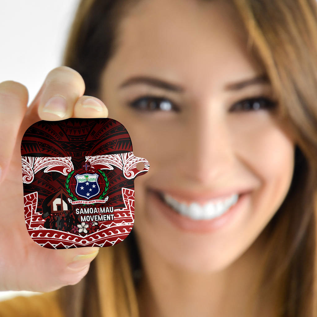 Samoa Black Saturday Mau Movement AirPods Case Polynesian Tribal Pattern Coat Of Arms Graphic Art TS04 - Polynesian Pride