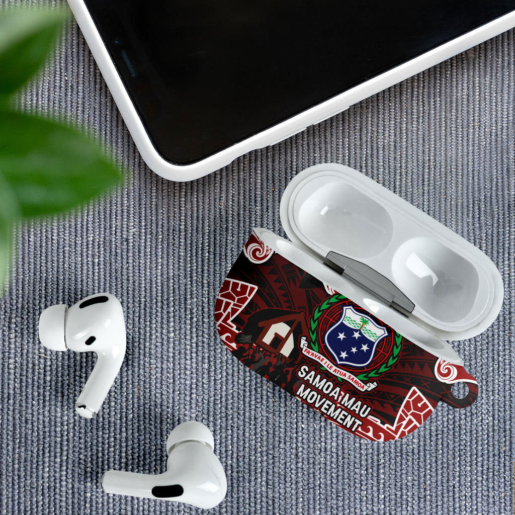 Samoa Black Saturday Mau Movement AirPods Case Polynesian Tribal Pattern Coat Of Arms Graphic Art TS04 - Polynesian Pride