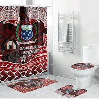 Samoa Black Saturday Mau Movement Bathroom Set Polynesian Tribal Pattern Coat Of Arms Graphic Art