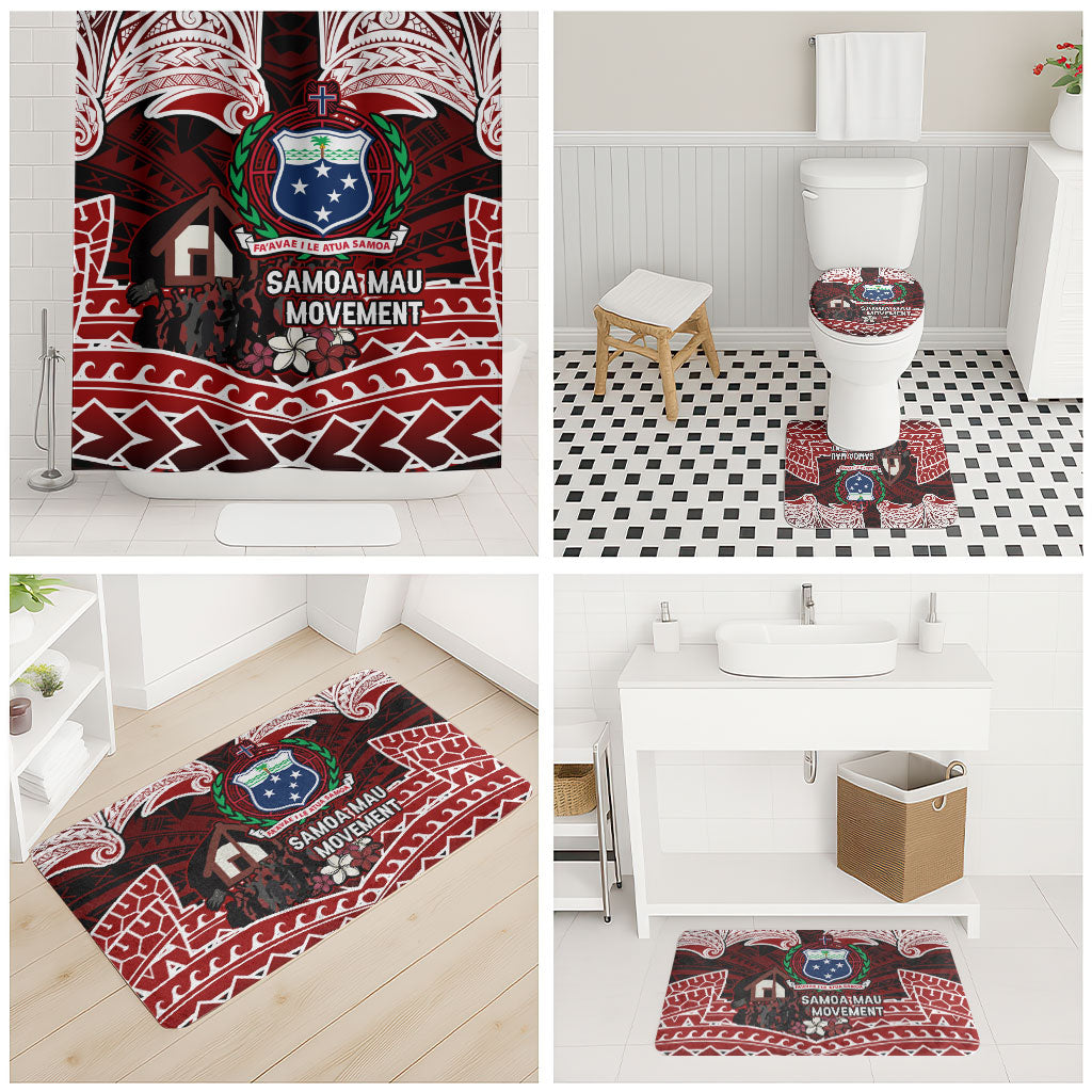 Samoa Black Saturday Mau Movement Bathroom Set Polynesian Tribal Pattern Coat Of Arms Graphic Art