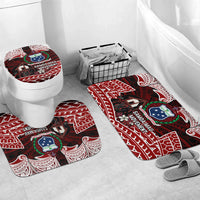 Samoa Black Saturday Mau Movement Bathroom Set Polynesian Tribal Pattern Coat Of Arms Graphic Art