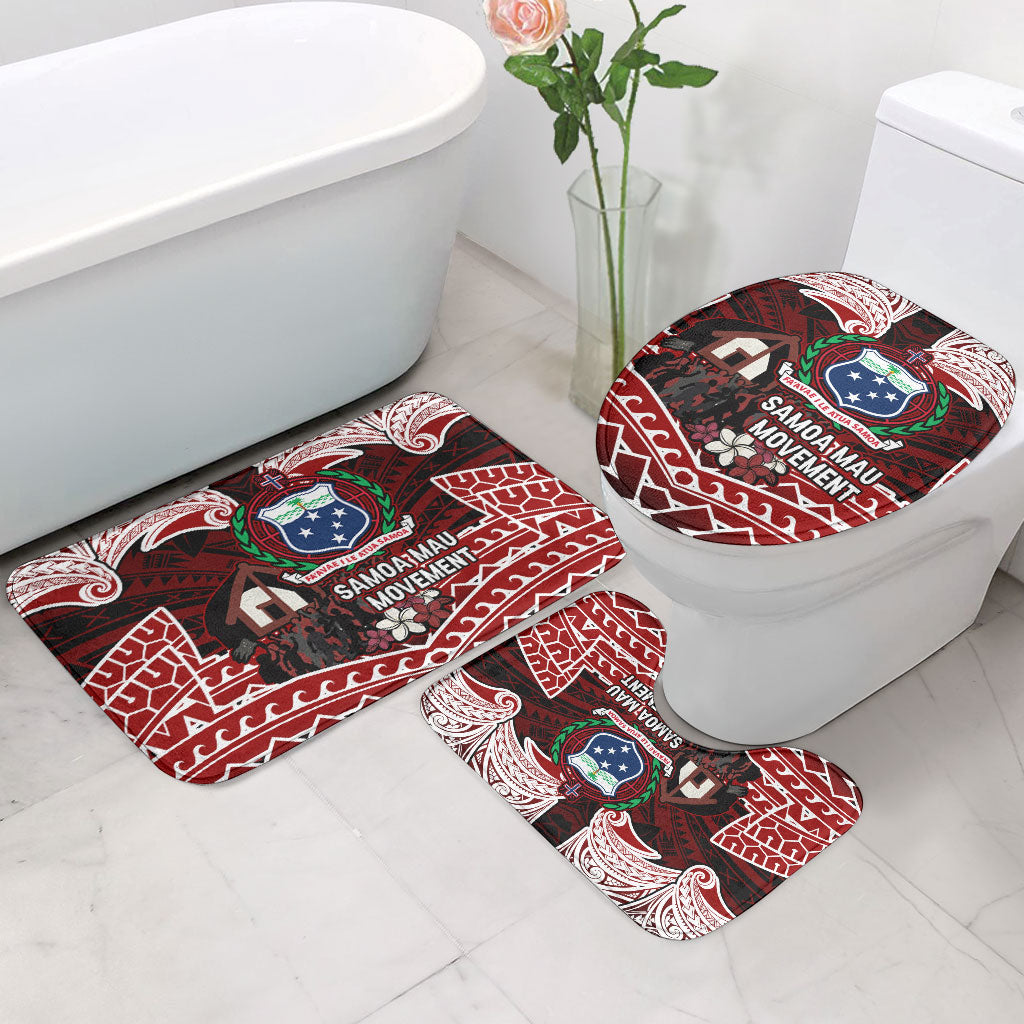 Samoa Black Saturday Mau Movement Bathroom Set Polynesian Tribal Pattern Coat Of Arms Graphic Art