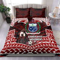 Samoa Black Saturday Mau Movement Bedding Set Polynesian Tribal Pattern Coat Of Arms Graphic Art