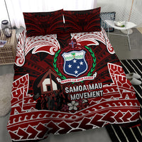 Samoa Black Saturday Mau Movement Bedding Set Polynesian Tribal Pattern Coat Of Arms Graphic Art
