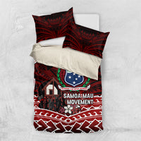 Samoa Black Saturday Mau Movement Bedding Set Polynesian Tribal Pattern Coat Of Arms Graphic Art