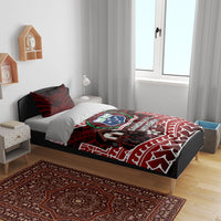 Samoa Black Saturday Mau Movement Bedding Set Polynesian Tribal Pattern Coat Of Arms Graphic Art
