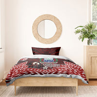 Samoa Black Saturday Mau Movement Bedding Set Polynesian Tribal Pattern Coat Of Arms Graphic Art