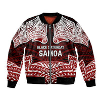 Samoa Black Saturday Mau Movement Bomber Jacket Polynesian Tribal Pattern Coat Of Arms Graphic Art