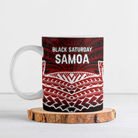 Samoa Black Saturday Mau Movement Ceramic Mug Polynesian Tribal Pattern Coat Of Arms Graphic Art TS04 Red White - Polynesian Pride