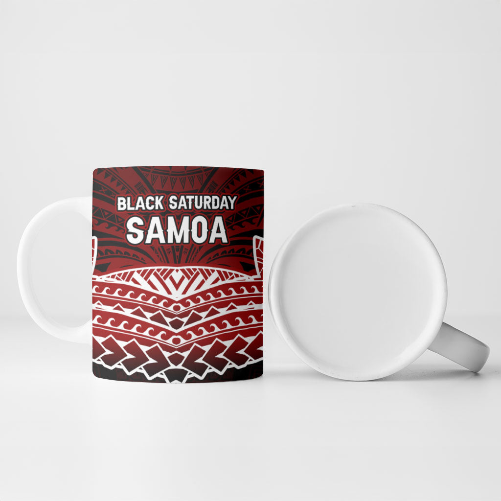 Samoa Black Saturday Mau Movement Ceramic Mug Polynesian Tribal Pattern Coat Of Arms Graphic Art TS04 - Polynesian Pride