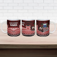 Samoa Black Saturday Mau Movement Ceramic Mug Polynesian Tribal Pattern Coat Of Arms Graphic Art TS04 - Polynesian Pride