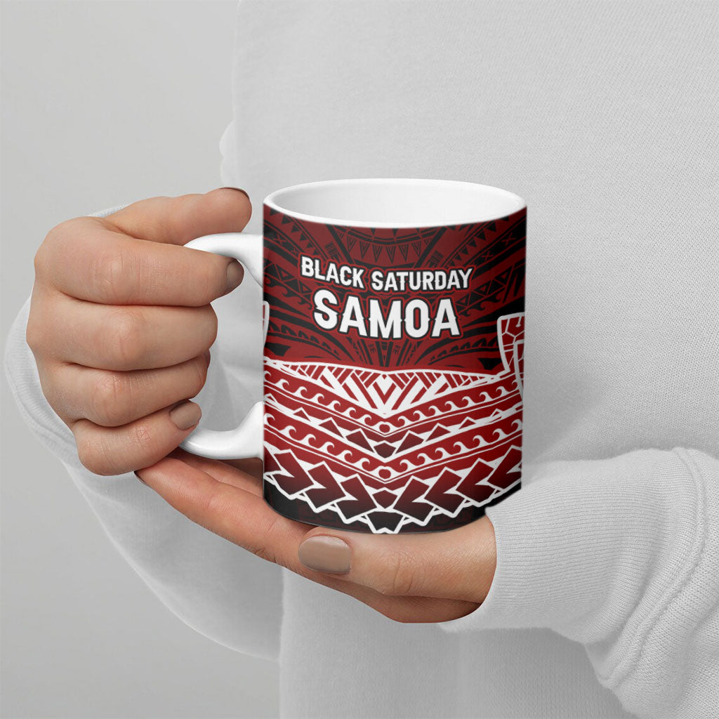 Samoa Black Saturday Mau Movement Ceramic Mug Polynesian Tribal Pattern Coat Of Arms Graphic Art TS04 - Polynesian Pride