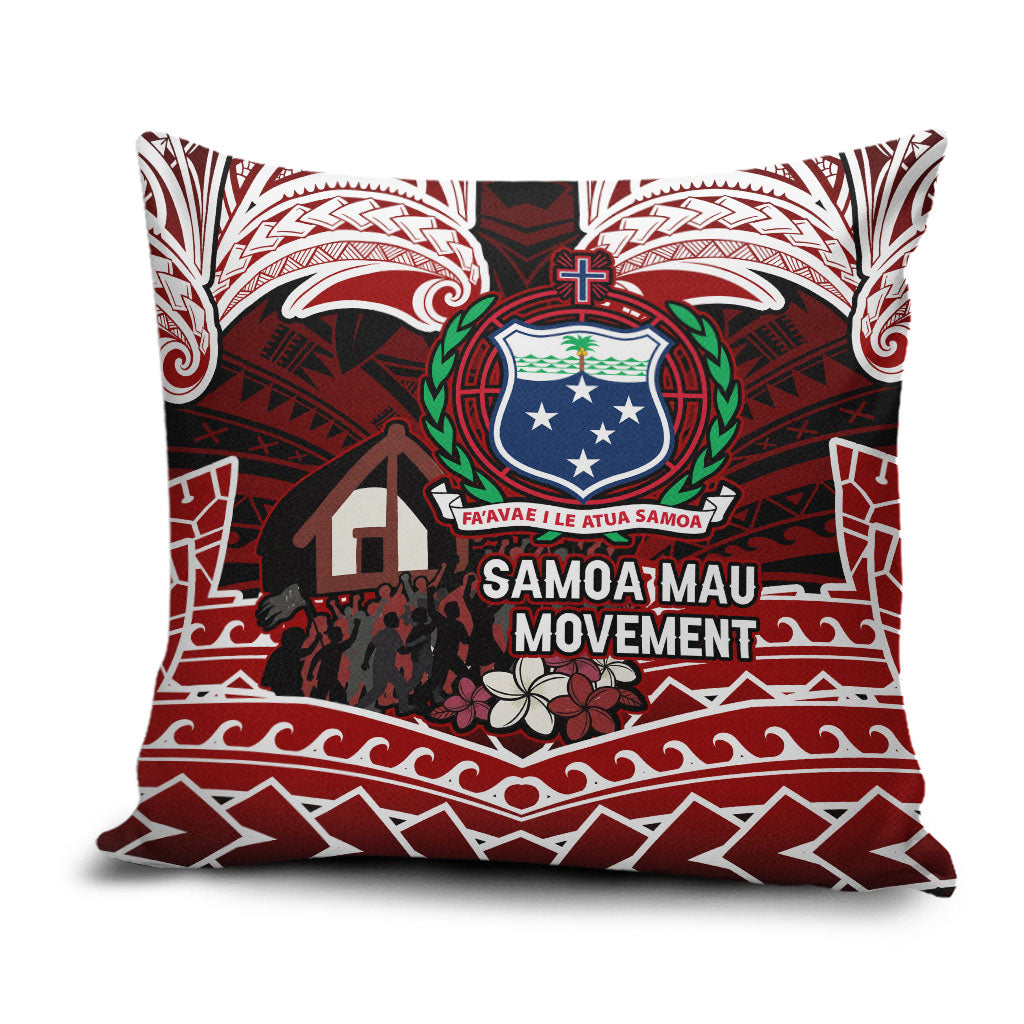 Samoa Black Saturday Mau Movement Pillow Cover Polynesian Tribal Pattern Coat Of Arms Graphic Art TS04 Red White - Polynesian Pride