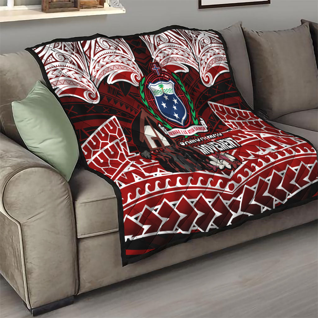 Samoa Black Saturday Mau Movement Quilt Polynesian Tribal Pattern Coat Of Arms Graphic Art TS04 - Polynesian Pride