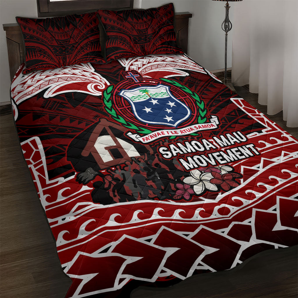 Samoa Black Saturday Mau Movement Quilt Bed Set Polynesian Tribal Pattern Coat Of Arms Graphic Art TS04 Red White - Polynesian Pride