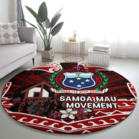 Samoa Black Saturday Mau Movement Round Carpet Polynesian Tribal Pattern Coat Of Arms Graphic Art TS04 - Polynesian Pride