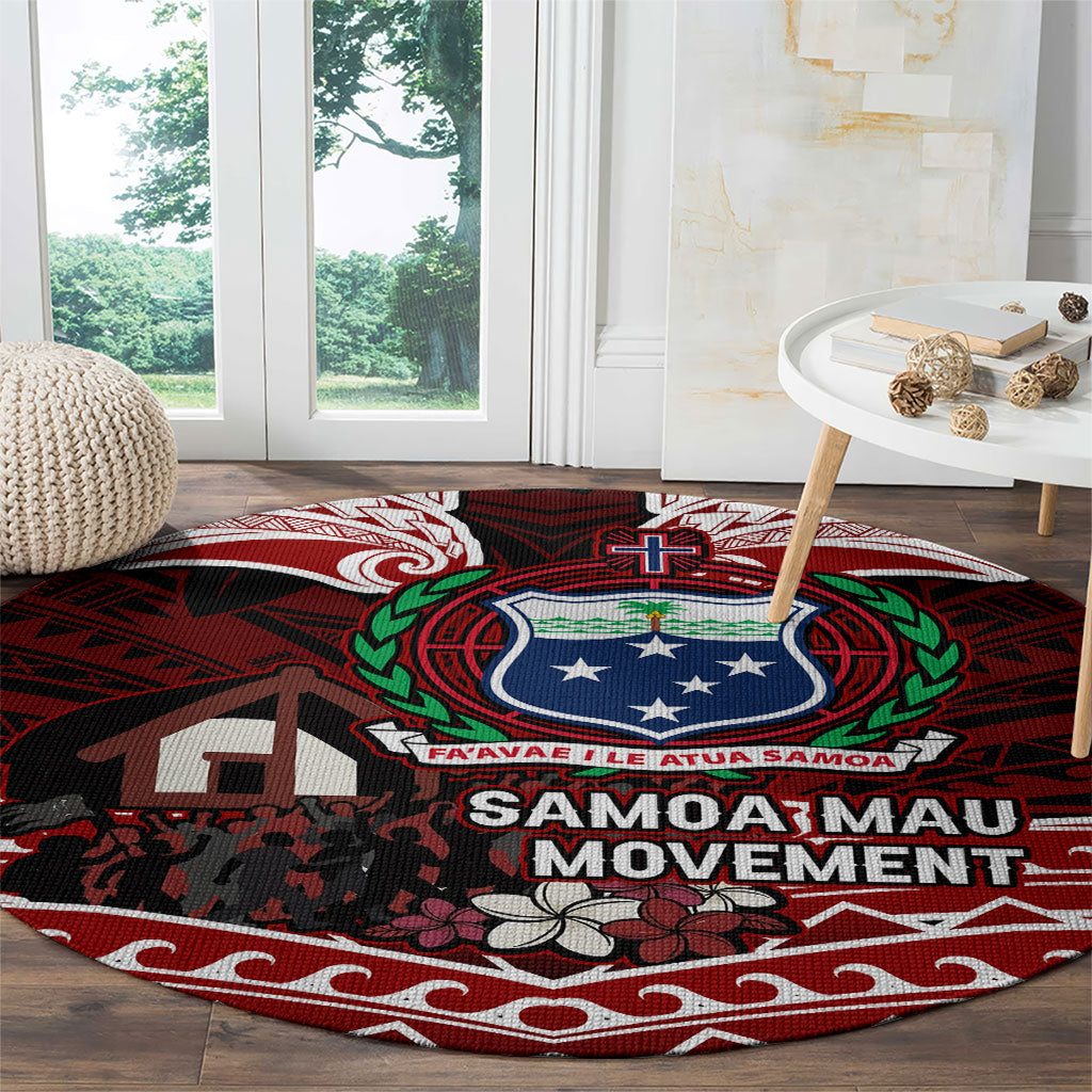 Samoa Black Saturday Mau Movement Round Carpet Polynesian Tribal Pattern Coat Of Arms Graphic Art TS04 - Polynesian Pride