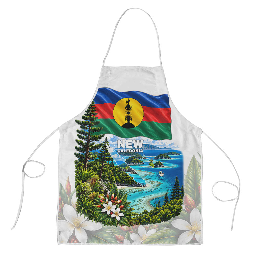 New Caledonia Kanak Flag Landscape Apron Tropical Island Nature Floral TS04 White Green - Polynesian Pride