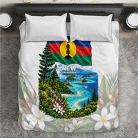 New Caledonia Kanak Flag Landscape Bedding Set Tropical Island Nature Floral TS04 White Green - Polynesian Pride