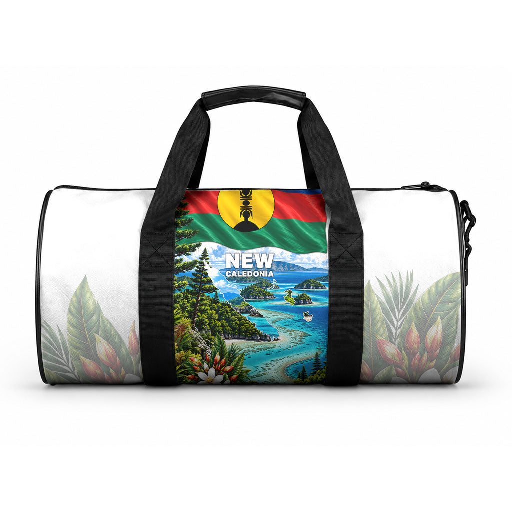 New Caledonia Kanak Flag Landscape Duffle Bag Tropical Island Nature Floral TS04 One size White Green - Polynesian Pride