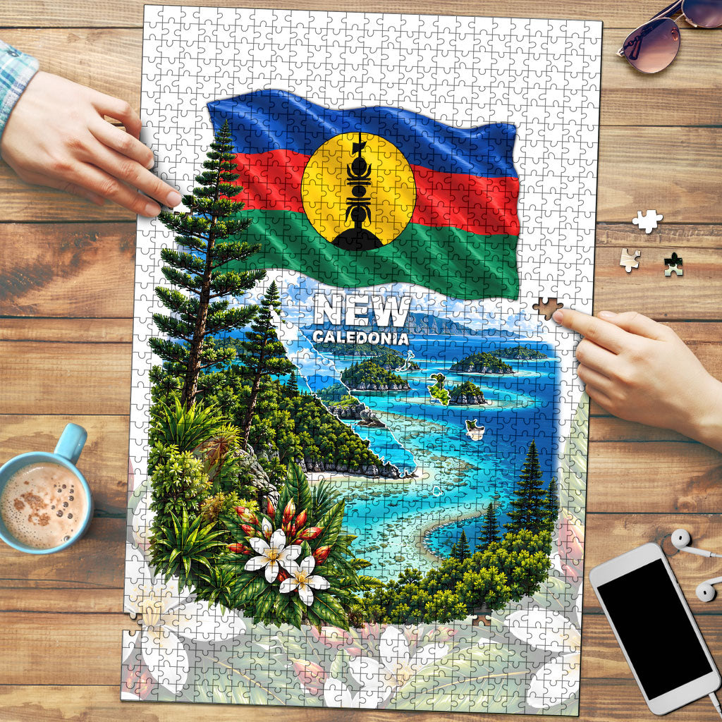 New Caledonia Kanak Flag Landscape Puzzle Tropical Island Nature Floral TS04 White Green - Polynesian Pride