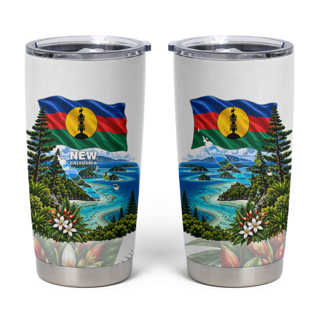 New Caledonia Kanak Flag Landscape Tumbler Cup Tropical Island Nature Floral TS04 White Green - Polynesian Pride