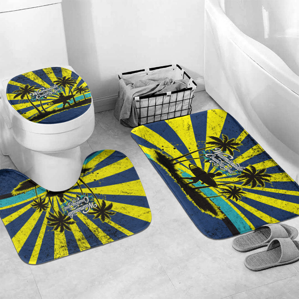Waimanalo Oahu Hawaii Surfing Bathroom Set Tropical Beach Retro Sunburst Surfboard
