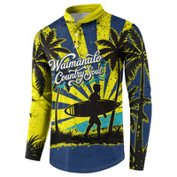 Waimanalo Oahu Hawaii Surfing Button Sweatshirt Tropical Beach Retro Sunburst Surfboard