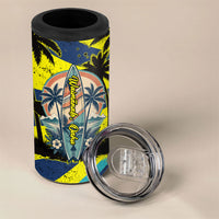 Waimanalo Oahu Hawaii Surfing 4 in 1 Can Cooler Tumbler Tropical Beach Retro Sunburst Surfboard