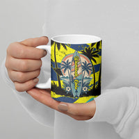 Waimanalo Oahu Hawaii Surfing Ceramic Mug Tropical Beach Retro Sunburst Surfboard