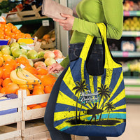 Waimanalo Oahu Hawaii Surfing Grocery Bag Tropical Beach Retro Sunburst Surfboard