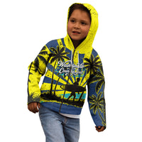 Waimanalo Oahu Hawaii Surfing Kid Hoodie Tropical Beach Retro Sunburst Surfboard