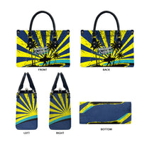 Waimanalo Oahu Hawaii Surfing Leather Bag Tropical Beach Retro Sunburst Surfboard
