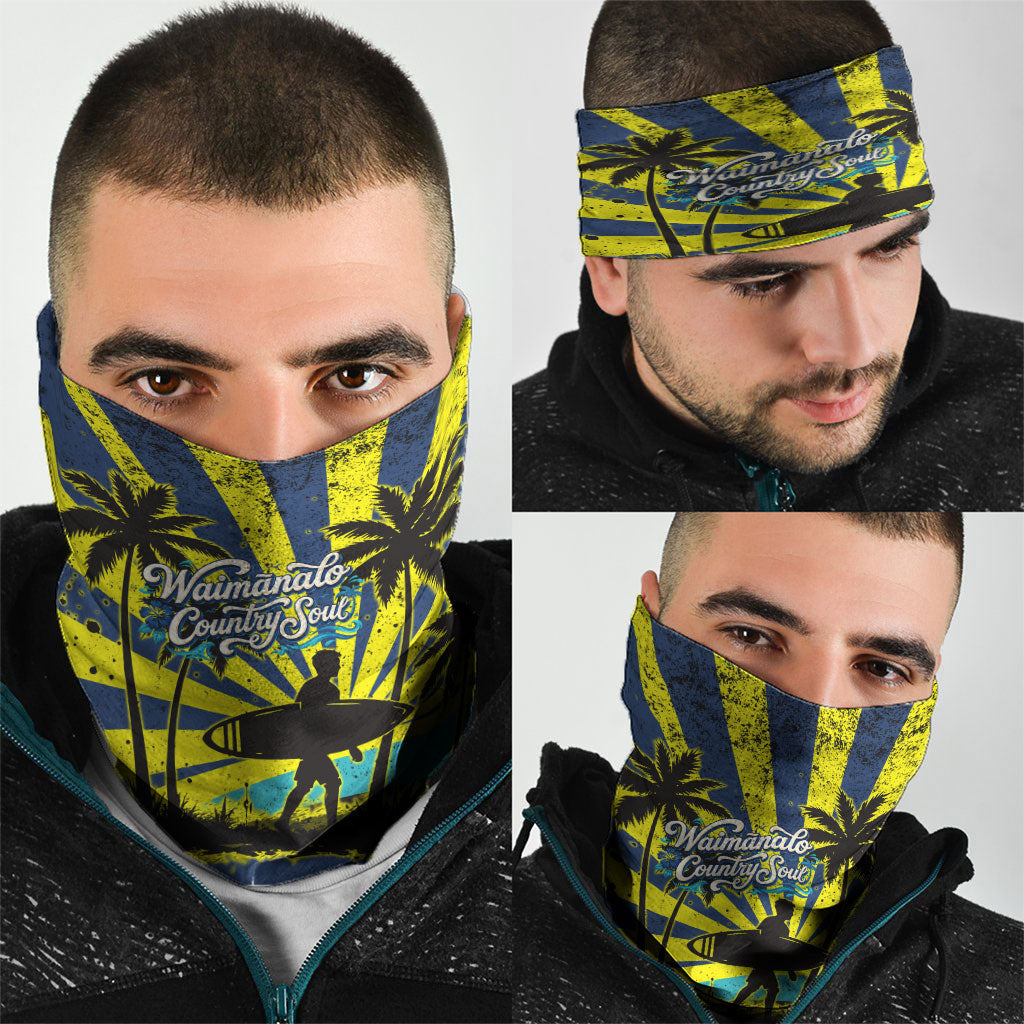 Waimanalo Oahu Hawaii Surfing Neck Gaiter Tropical Beach Retro Sunburst Surfboard