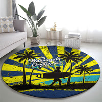 Waimanalo Oahu Hawaii Surfing Round Carpet Tropical Beach Retro Sunburst Surfboard