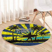 Waimanalo Oahu Hawaii Surfing Round Carpet Tropical Beach Retro Sunburst Surfboard