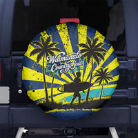 Waimanalo Oahu Hawaii Surfing Spare Tire Cover Tropical Beach Retro Sunburst Surfboard