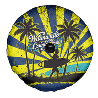 Waimanalo Oahu Hawaii Surfing Spare Tire Cover Tropical Beach Retro Sunburst Surfboard
