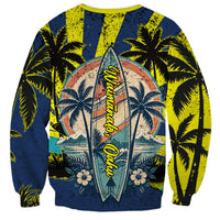Waimanalo Oahu Hawaii Surfing Sweatshirt Tropical Beach Retro Sunburst Surfboard
