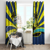 Waimanalo Oahu Hawaii Surfing Window Curtain Tropical Beach Retro Sunburst Surfboard