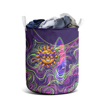 Waimanalo Hawaii Sun Rabbit Laundry Basket Psychedelic Trippy Neon Swirl Graphic