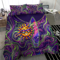 Waimanalo Hawaii Sun Rabbit Bedding Set Psychedelic Trippy Neon Swirl Graphic