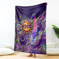 Waimanalo Hawaii Sun Rabbit Blanket Psychedelic Trippy Neon Swirl Graphic