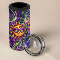 Waimanalo Hawaii Sun Rabbit 4 in 1 Can Cooler Tumbler Psychedelic Trippy Neon Swirl Graphic