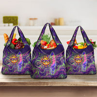 Waimanalo Hawaii Sun Rabbit Grocery Bag Psychedelic Trippy Neon Swirl Graphic