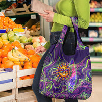 Waimanalo Hawaii Sun Rabbit Grocery Bag Psychedelic Trippy Neon Swirl Graphic
