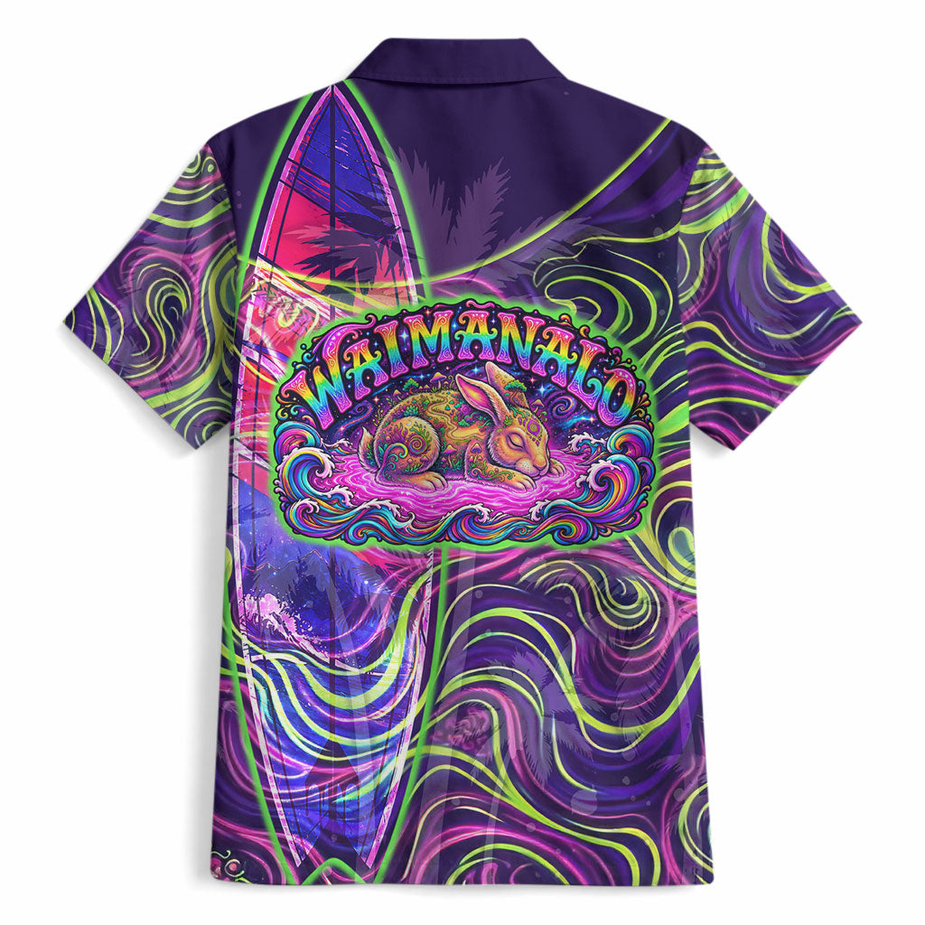Waimanalo Hawaii Sun Rabbit Hawaiian Shirt Psychedelic Trippy Neon Swirl Graphic